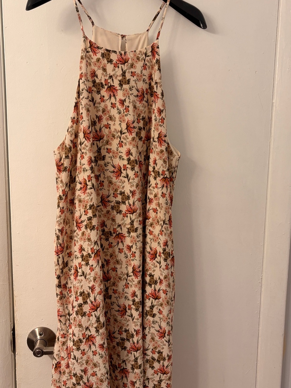 Everly Cream Floral Cami Dress Romantic Size L Made in USA